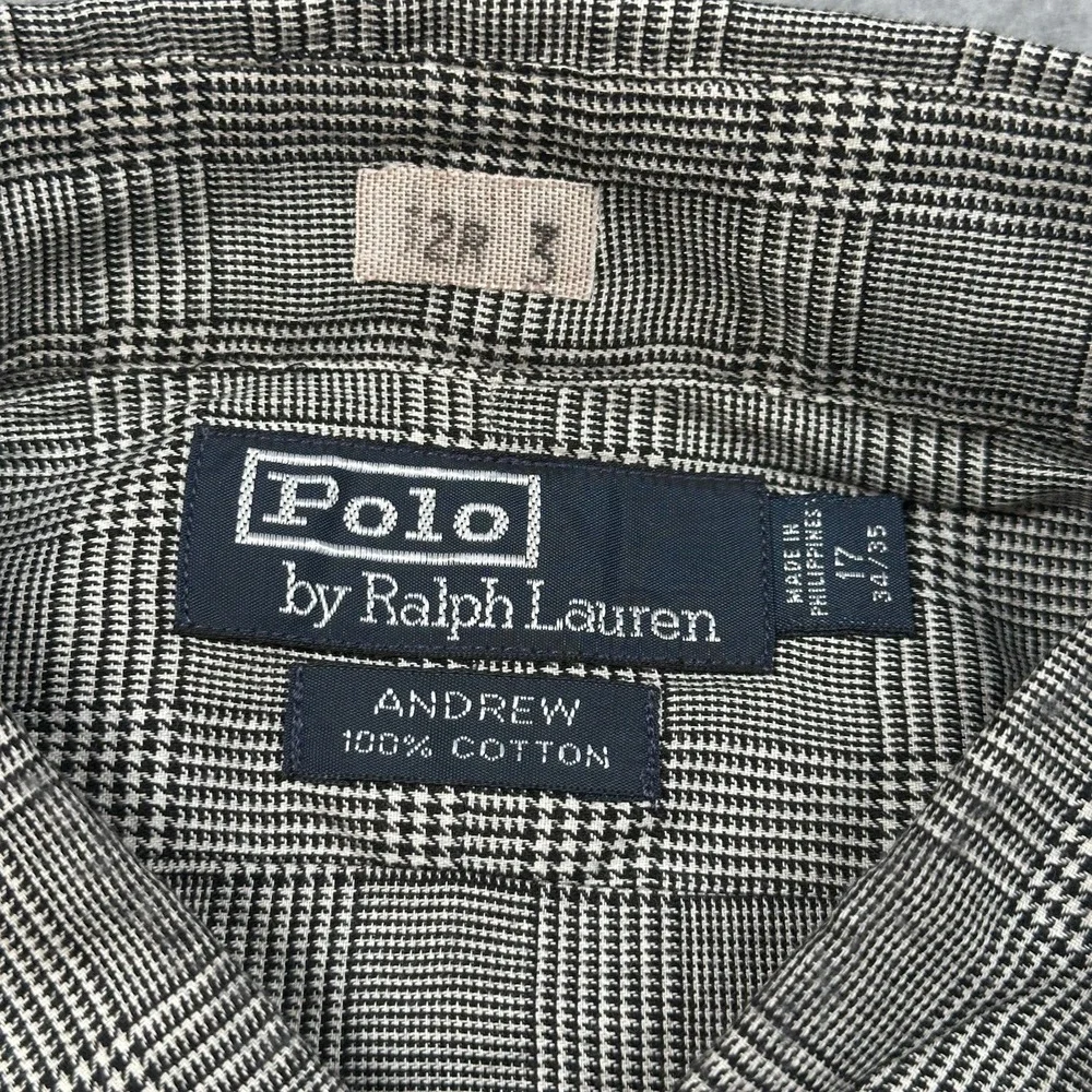 Vintage Polo Ralph Lauren Andrew Glen Plaid Shirt‎ 17 34/35~XL Y2K Monogram